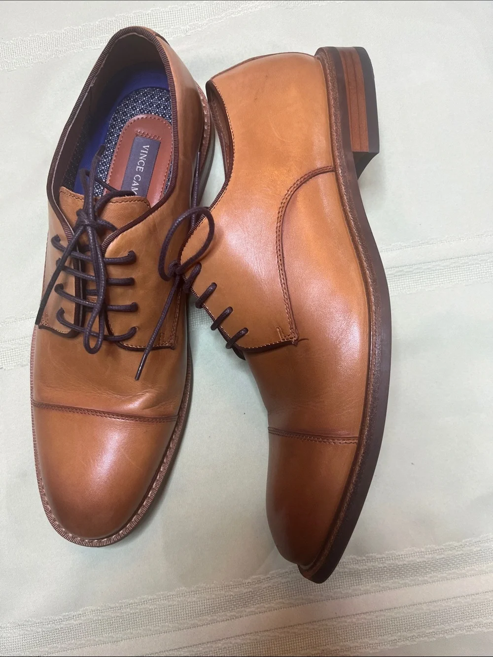 Vince Camuto Men's Brown Leather Cap-Toe Oxfords